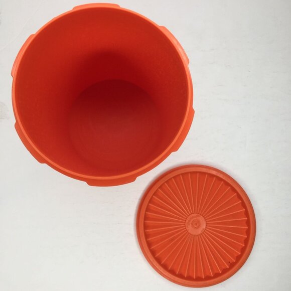 Vintage Servalier Tupperware Orange Storage Container 809-14 Sunburst Lid 810-26 - Picture 6 of 15